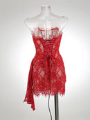 The Lace Hour | Strapless Lace-Panel Sheath Mini Dress
