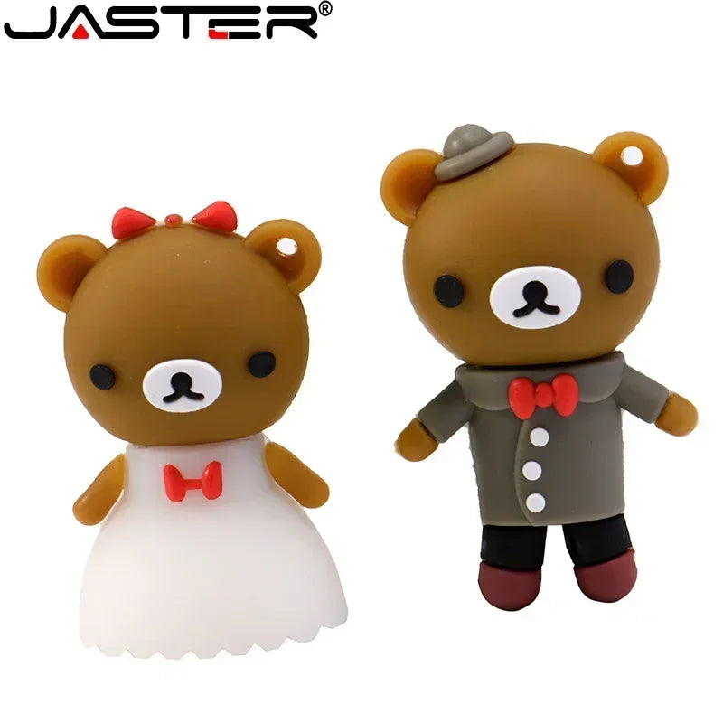 JASTER Cartoon Animal USB Flash Drive 4GB 16GB 32GB 64GB  High speed U Stick 2.0 Wedding Holiday Gift Pendrive With Key Chain