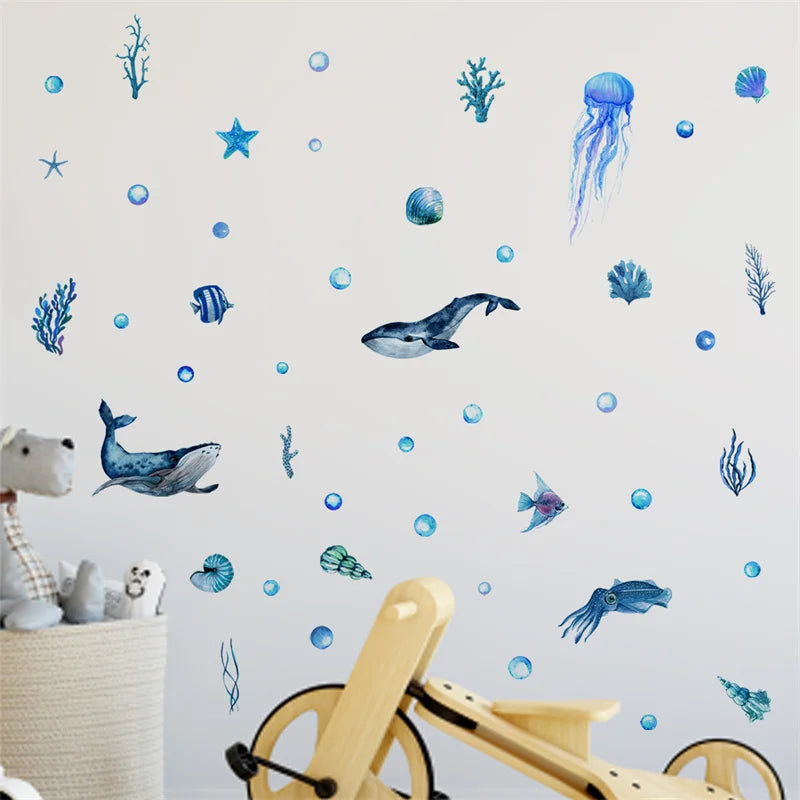 Ocean Creatures Glow in The Dark Wall Stickers Home Decor Luminous Fluorescent Sea Animals Decals for Baby Kids Room Decorations