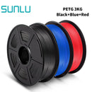 SUNLU PETG 3D Filament 1KG 3 Rolls 1.75mm +/-0.02MM 3D Printing Filament Neatly Wound Filament Vacuum Packing Fast Shipping