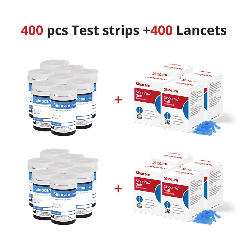 (50pcs/100pcs/200pcs/400pcs) Sinocare Safe-Accu Blood Glucose Test Strips and Lancets for Diabetes Tester