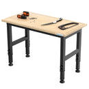 48" Heavy-Duty Adjustable Workbench with Brake Wheels,Hardwood Worktable Weight Capacity Over 2000 Lbs,Rubber Wood Workbench