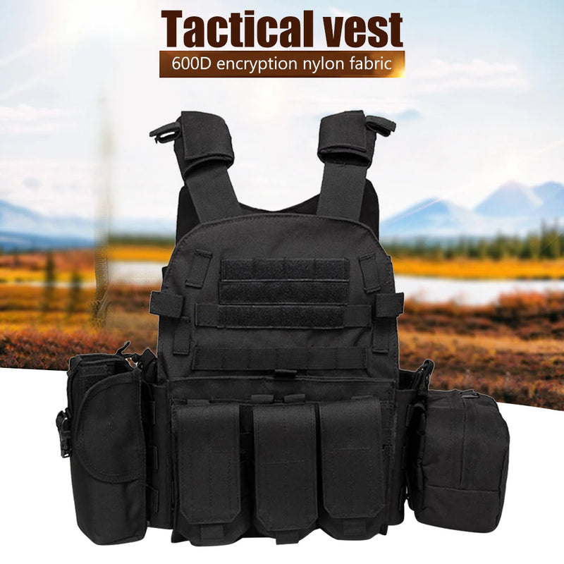 Nylon Tactical Vest Body Armor Hunting Carrier Airsoft Accessories CS Combat MOLLE Camo Military Army Vest for Outdoor Hunting