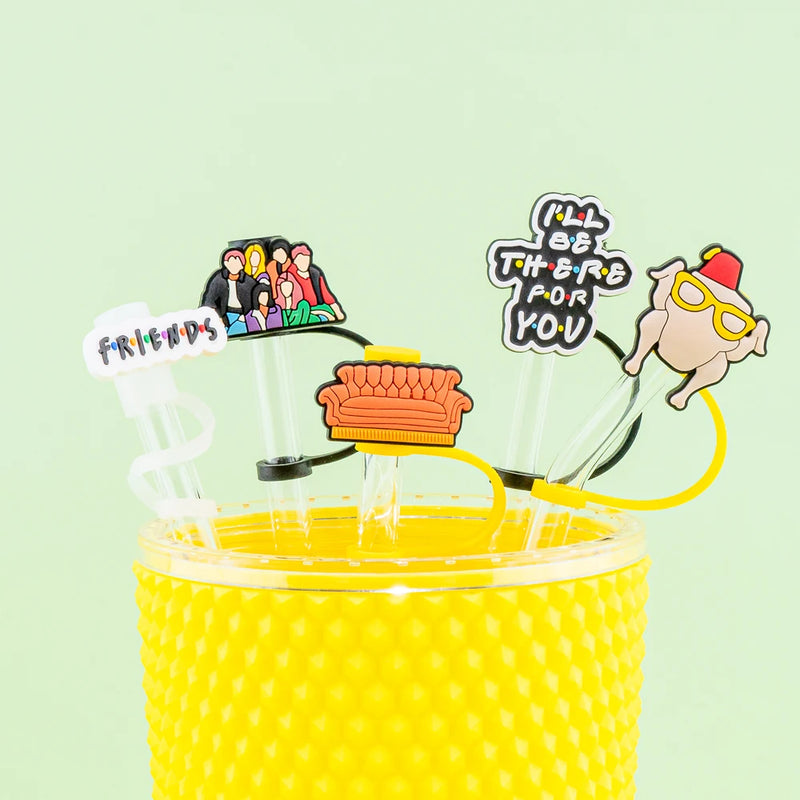 1PCS Silicone Old Friends Straw Toppers for 8mm,Straw Caps for Glass Cup,with 30&40Oz Tumbler with Handle Dust-Proof Reusable