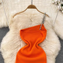 YuooMuoo Women Dress Sexy One Shoulder Package Hips Split Bodycon Dress Summer Fashion Lady Knitting Long Party Vestidos