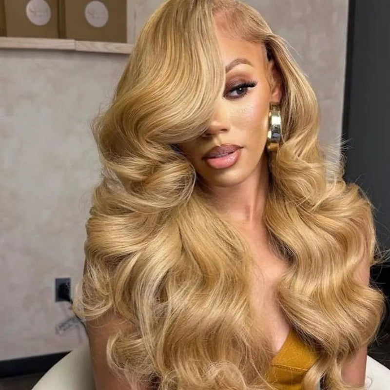 Honey Blonde Human Hair Wig Hd Lace 13x6 Hd Lace Frontal Wig 250 Density Preplucked Body Wave 13x4 Hd Lace Front Wig for Women