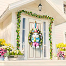 Easter Door Cover Decoration Plush Rabbit Wreath Easter Egg Coloured Ribbon Background Indoor Outdoor Porch Banner Party Supply