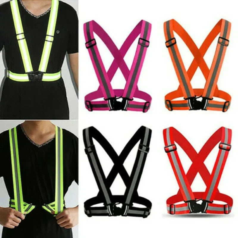 Unisex Motorcycle Reflective Vest Durable Clothing Adjustable Safety Elasticity Clothing For Night Running Cycling Walking