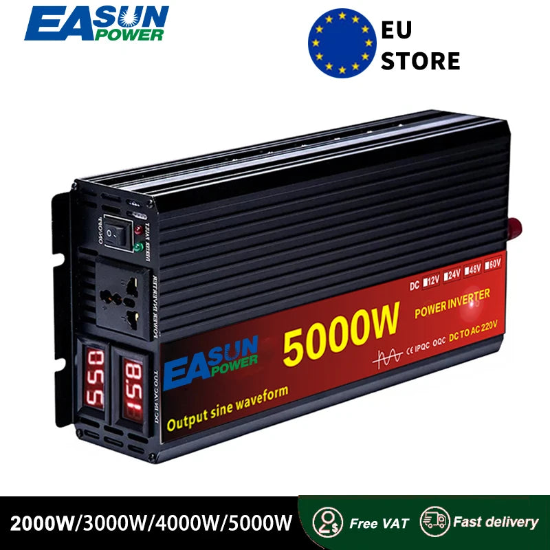 EASUN POWER Solar power Inverter 2000W 3000W 4000W 5000W pure sine wave 12v To 220v AC Voltage Converter Car Micro Inverter