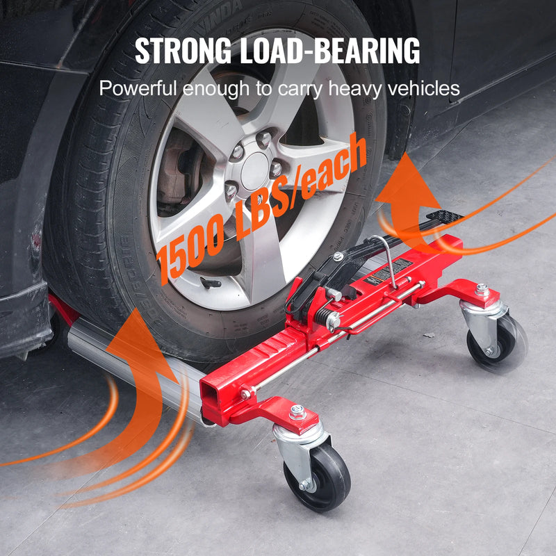 SucceBuy Wheel Dolly Heavy Duty Vehicle Positioning Ratchet Tire Jack Max Capacity 1500 Lbs Car Dolly for Car Auto Repair Moving