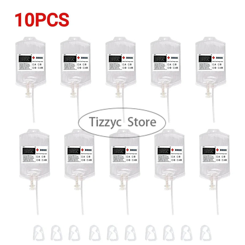Empty Blood Bags Drinks for Halloween Zombie Vampire Costume Props Nurse Graduation Theme Party Favors Drink Pouches 10/20 PCS