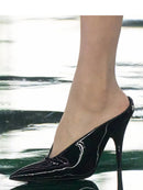 2025 Women's Summer New High Heel Sandals, Pointed Sexy Party Banquet, European and American Large Hollow Sandals