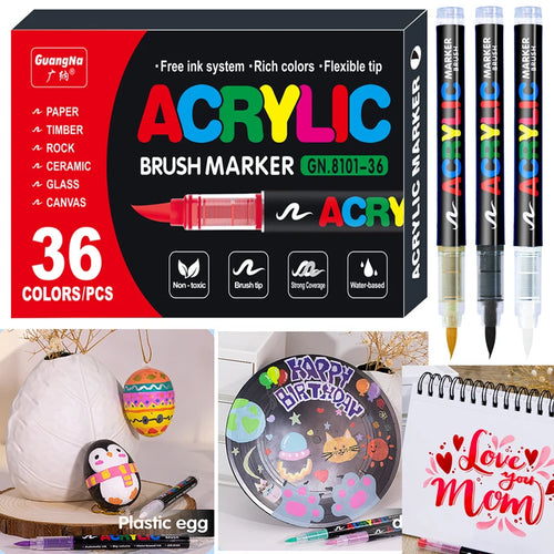 The Chromatic Set | 36-Color Acrylic Paint Pens for Rock, Ceramic & Glass