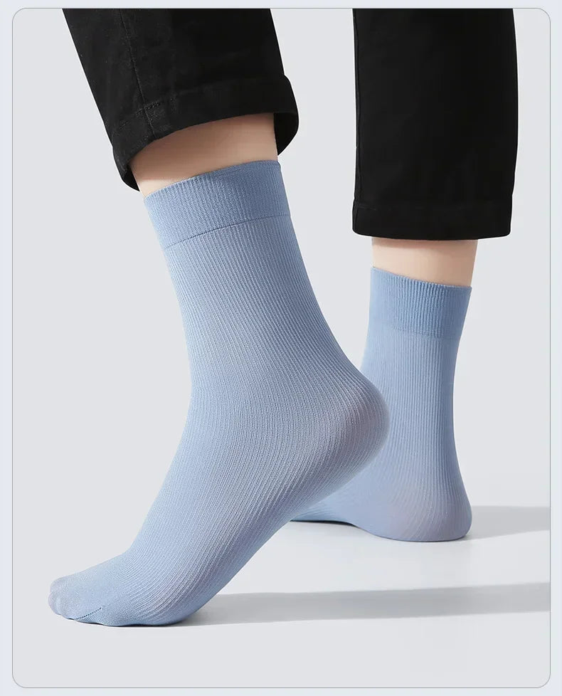 10/20pairs Men Ice Silk Socks Summer Spring Ultra-thin Socks Solid Business Socks Breathable Soft Socks Ankle Bamboo Fiber Socks