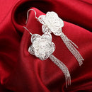 Anhänger aus hochwertigem 925er Sterlingsilber, schöne Quastenohrringe mit Blumen für Frauen, Mode, Party, Hochzeit, Schmuckgeschenke