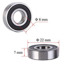 10Pcs 608 ZZ 608RS Ball Bearings 608ZZ Metal Double Shielded Miniature Deep Groove Skateboard Ball Bearings 8mm X 22mm X 7mm