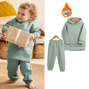2026 Neuheiten Kleidung für kleine Mädchen Trainingsanzug 2-teiliges Set Warmer Fleece Einfarbiger Pullover+Hose Loungewear-Anzug für Kinder