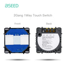 BSEED 1/2/3Gang Touch Switches 1/2/3Way Function Parts Type-c USB Wall French Sockets Crystal Glass Panels DIY Free Combination