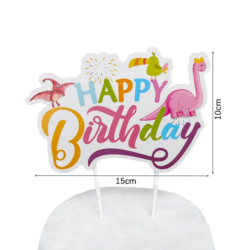 Cartoon Pink Dinosaur Birthday Party Decorations Disposable Tableware Plate Cup 3D Dinosaur Balloon for Girls Baby Toys Supplies