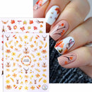 3/4/7pcs 3D Autumn Winter Nail Art Stickers Pumpkin Maple Leaves Squirrel Rabbit Flowers Decal For Thanksgiving Day Manicure DIY