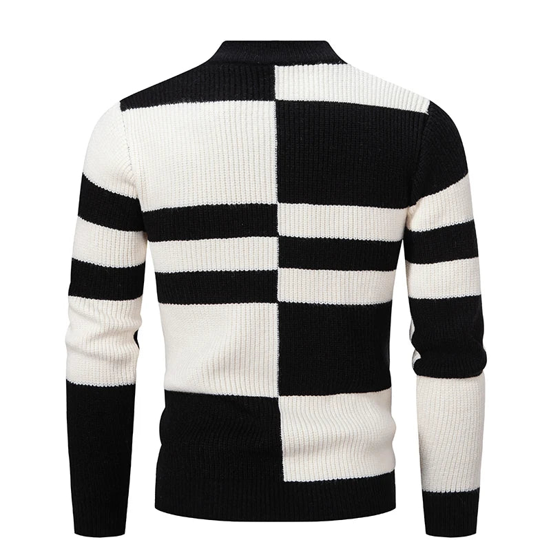 2023 Men's New Autumn and Winter Casual Half High Neck Sweater Knit Pullover Tops  Sweater
