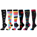 6 PAIRS Compression Socks Flowers Animal Fruit for Men Women Running Nurse Socks Nurses Sport Ladies Lady Womens Running