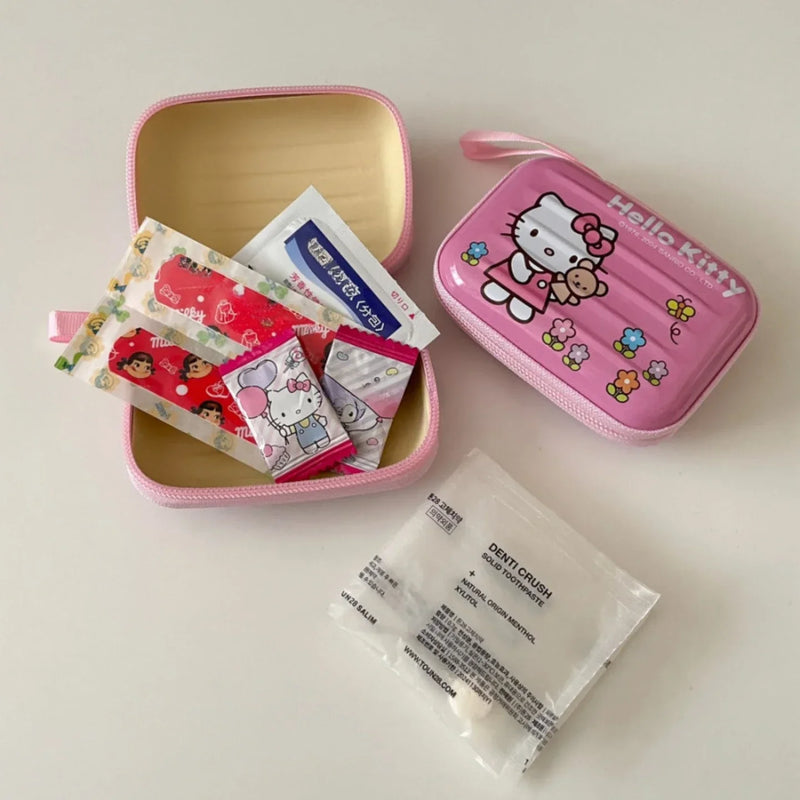 Kawaii Sanrio Hello Kitty Data Cable Charger Storage Bag Girl Cartoon Portable Travel Mini Zipper Makeup Bag Holiday Gifts