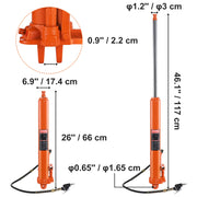SucceBuy Hydraulic Long Ram Jack 3/8 Ton Engine Hoist Cylinder with Single Piston Pump And Clevis Base Hydraulic Ram Cylinder