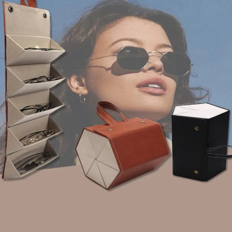Multi-Slot Sunglasses Organizer Foldable Storage Box For Glasses Jewelry Eyeglasses Storage Case Portable Travel Glasses Case