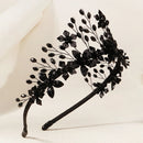 New Black Diablo Halloween Crystal Tiara Witch Headband Hair Accessories Fashion Party Jewelry Crown For Women