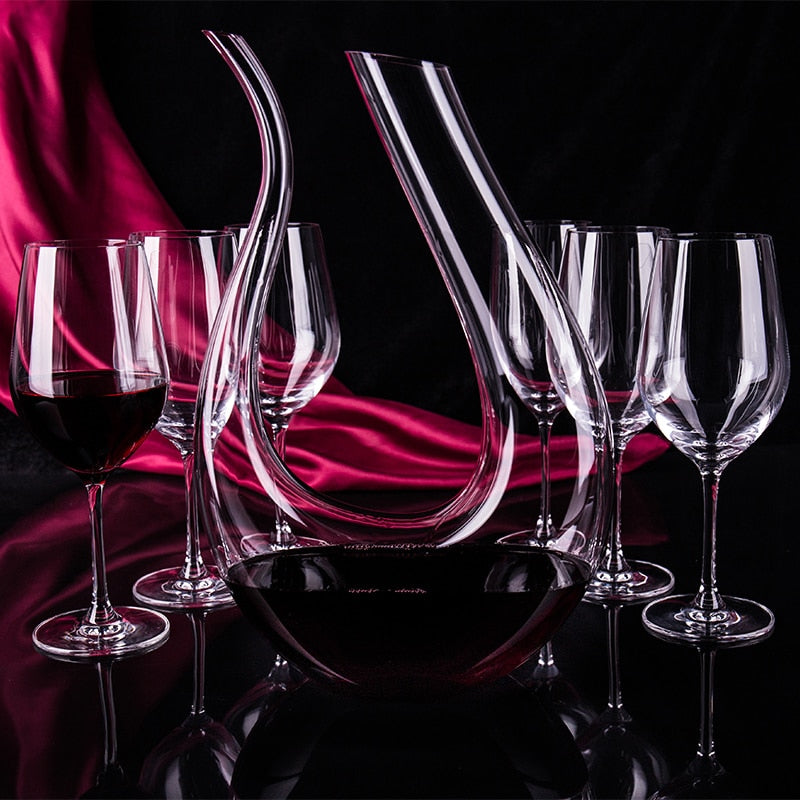 1000ML High Grade Crystal U-shaped Wine Decanter Gift Box Harp Swan Decanter Creative Wine Separator Wine Set R