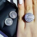 2026 New Arrivals Luxury 2pcs Silver Color Cz Dubai Jewelry Set Ring and Earring for Women Wedding Party Lady Gift Jewelry J5968