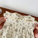 Fliegende Ärmel Blumen-Einteiler für Säuglinge Neugeborene Baby Mädchen Bodys Polk Kragen Prinzessin Süße Kinder Strampler Overall für Neugeborene