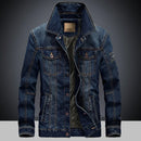 casual denim jacket, spring and autumn style Jeans Coat for Men Light Denim jacket, men's multi bag retro denim jacket