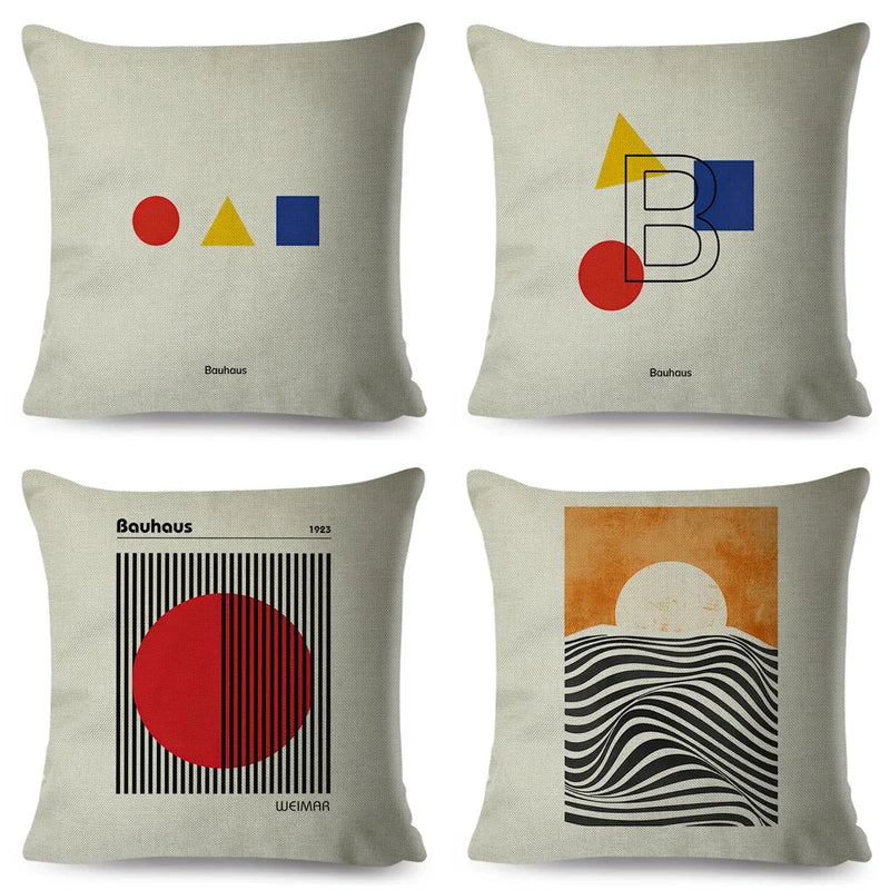 Nordic Bauhaus Exhibition Unique  Cushion Cover for Sofa Home Car Decor Double Print Pillowcase Polyester Throw Pillow Case