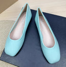 Lady Simple Plain Big Square Toe Flats Patent Leather Mirror Dough Shoes Green White 48 47 48 45 29cm Slip-on New Arrivals 2024