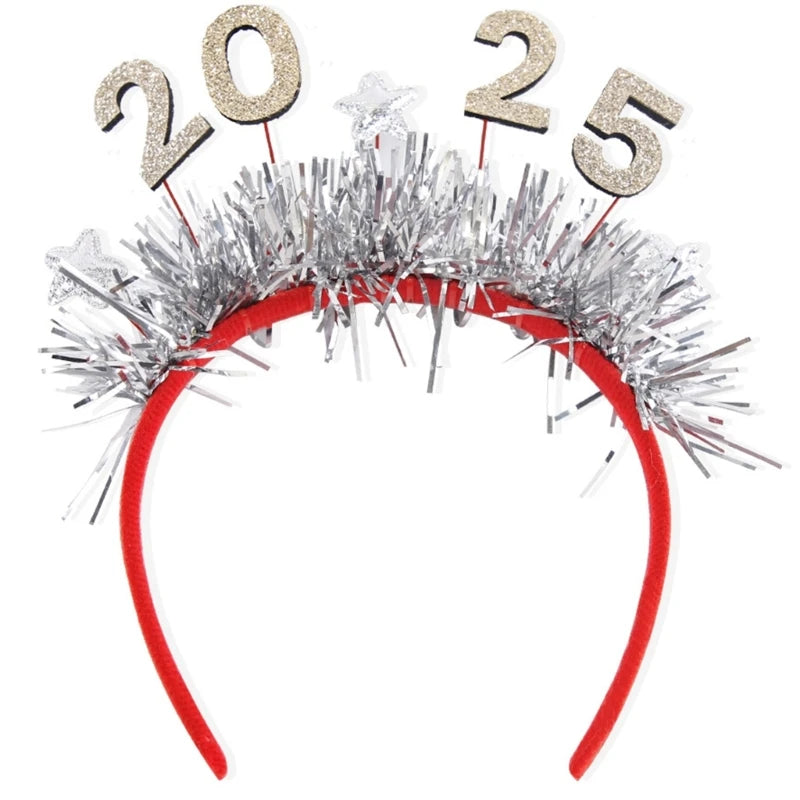 New Year Sequins 2025 Letter Hair Hoop Festival Women Makeup Headband for Photography Christmas Party Hair Accessories