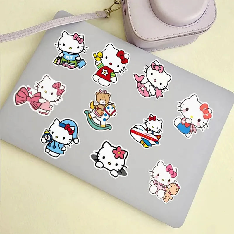 10/30/50pcs Cute Hello Kitty Cartoon Stickers for Kids Girls DIY Phone Case Laptop Diary PVC Sanrio Anime Kawaii Cat Sticker Toy