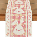 2025 Easter Rabbit Table Runner Linen Bunny Dining Table Cloth Placemat Spring Holiday Happy Easter Decoration For Home Kitchen
