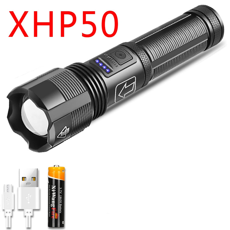 4 Core Led Flashlight Aluminum Alloy XHP70.2 XHP50.2 Tactical Hunting Torch Usb Rechargeable Zoomable Lantern 18650 Battery