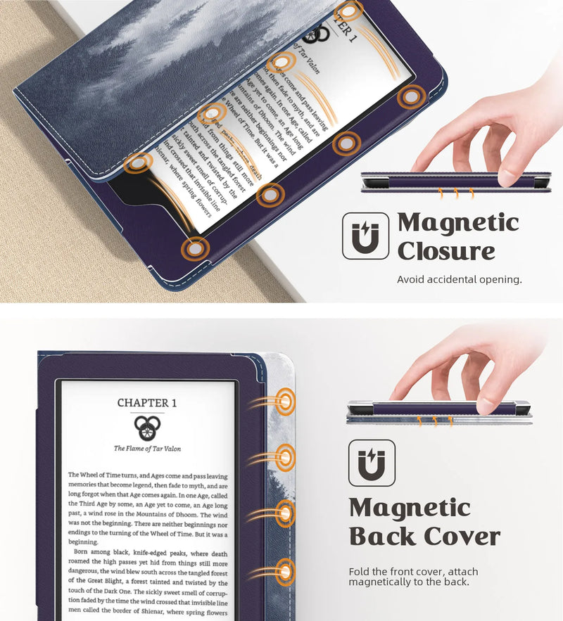 Magnetic Smart Case For All-new Kindle (2022 Release) 11th Generation Built-in Light Protective Shell Cover for Kindle 10th Gen