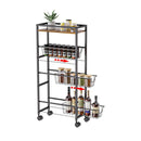 Slim Storage Cart 4 Tier Slim Rolling Storage Cart With Wheels Narrow Sliding Storage Laundry Cart With 3 Pull-Out Baskets
