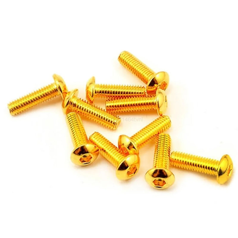 10pcs Grade 12.9 Half Round Head Plating Titanium Gold Hex Screw M2 M2.5 M3 M4 M5 Iso7380 Hex Socket Screw Length 3-35mm