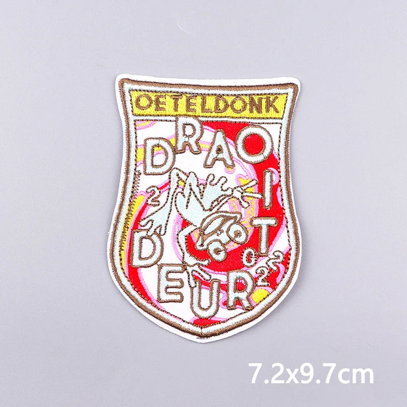 2024 Netherland Oeteldonk Emblem Embroidery Patches For Clothes Carnival Frog Iron On Patch Thermoadhesive Patch For Gift DIY