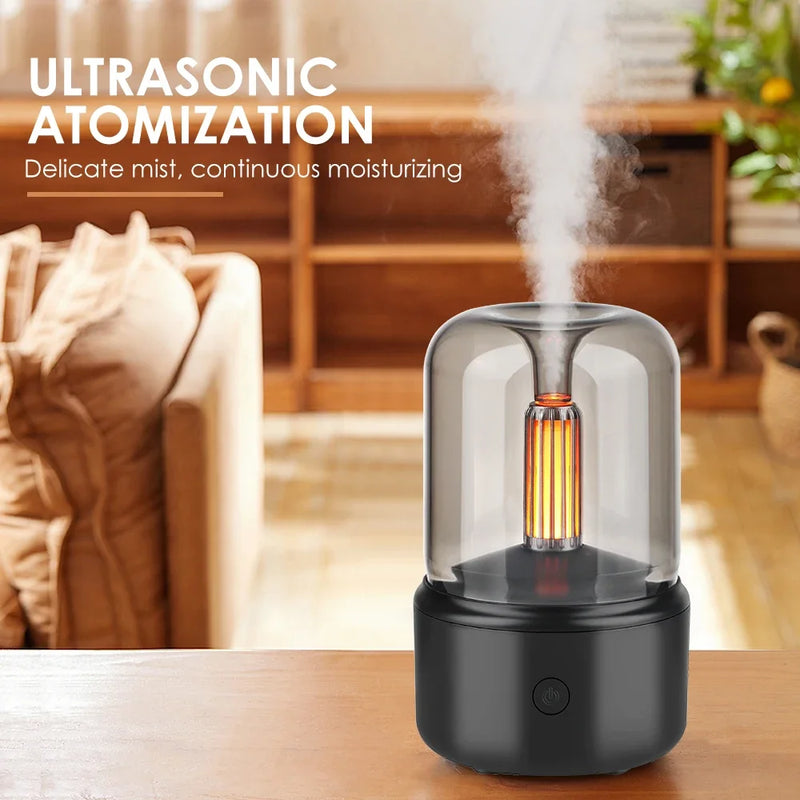 Simulation Flame Diffuser USB Essential Oil Aromatherapy Office Home Flame Humidifier Aroma Diffuser With Warm LED Candle Lamp