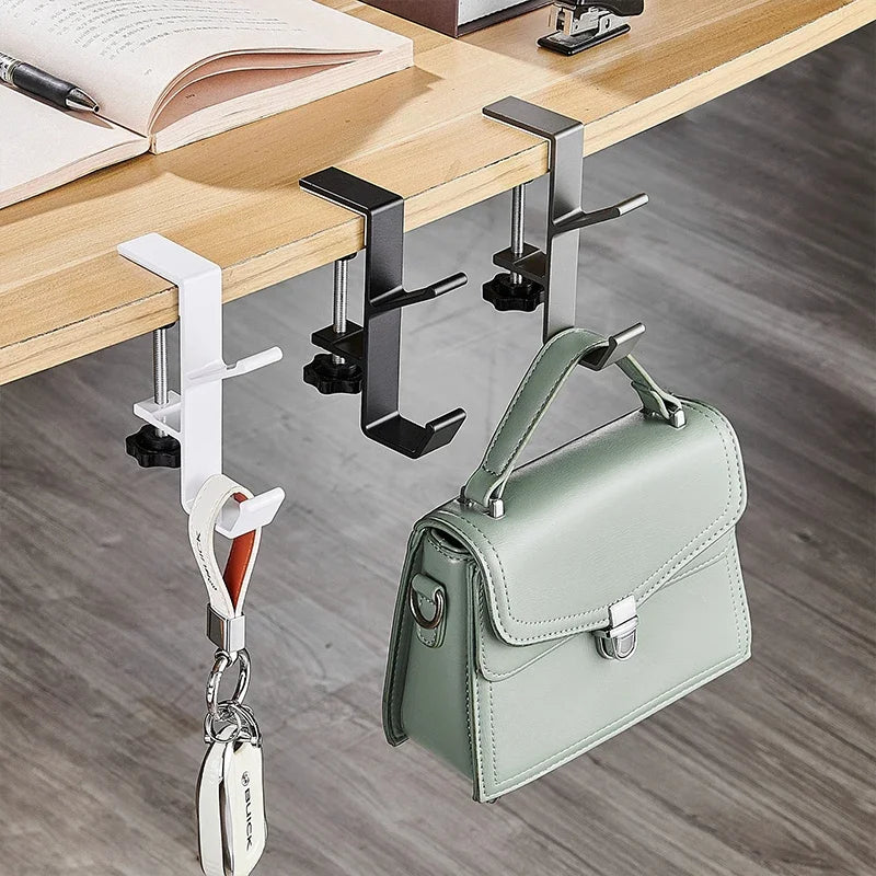 Portable Table Edge Hook Student Desk Side Hanging Bag Removable Office Handbag Holders Rack Table Hooks Office Desk Organizer