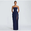 The Helios | Butter Yellow Pleated Gown with Backless Silhouette