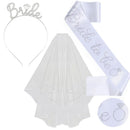 3tlg. Hochzeit Verlobung Party Brautdusche Dekorationen Zubehör Braut Tiara Krone Schärpe Schleier Set Junggesellinnenabschied Gastgeschenke