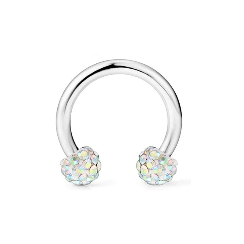 1/9PCS 16G Surgical Steel Lip Hoop Ring Crystal Cubic Horseshoe Barbell Tragus Cartilage Earring Helix Daith Septum Piercing