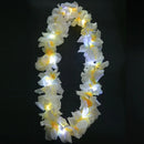 1pcs White Hawaiian Leis Masquerade Beach  Tropical Glow Party Light Up Flower Necklace Headband with LED Light Wedding Festival